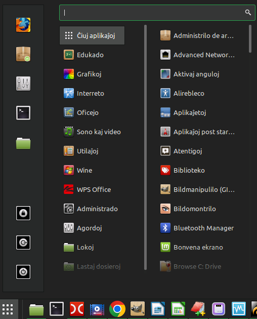 La komenca menuo de Linux Mint 21.2, kiu estas facile uzebela por uzantoj de Windows 7 kaj 10